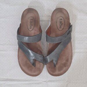 TAOS Lola Leather Sandal in Steel